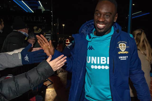 'BEST PROJECT': New Leeds United recruit Jean-Kevin Augustin arrives for Tuesday night's Championship clash against Millwall at Elland Road.