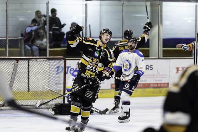 Bobby Streetly said he found it tough watching his team-mates struggle through December and early January when short-benched, including the 11-1 defeat at Bracknell Bees, above. 
Picture courtesy of Kevin Slyfield