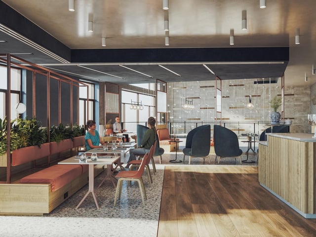 An artists impression of the communal cafe area.