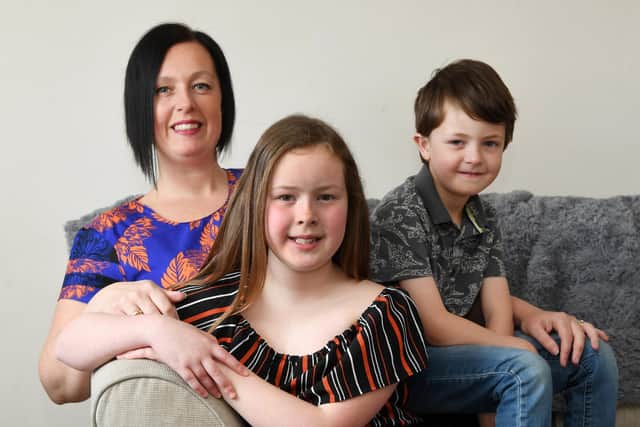 Ruby Varley, pictured with mum Natalie and brother Ethan. Picture: Jonathan Gawthorpe