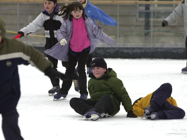 Young skaters from Garforth Green Lane Primary take a tumble.