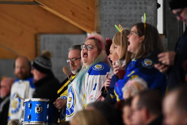 Leeds Chiefs' fans support their team during Friday night's long-awaited home opener. Picture: Jonathan Gawthorpe.