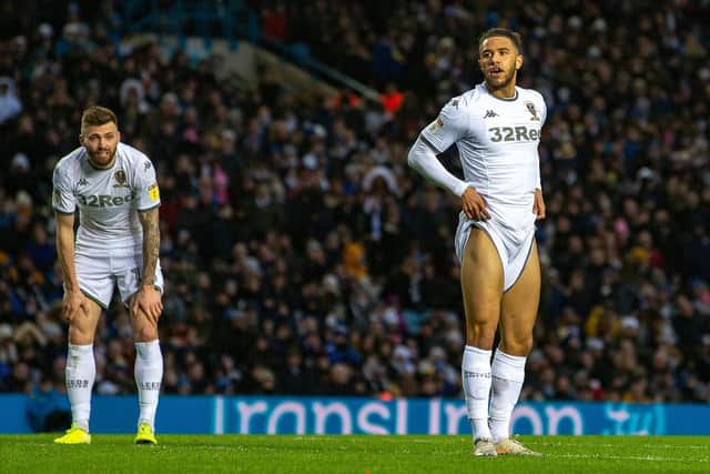 WE'LL PULL THROUGH: Leeds United duo Tyler Roberts, right, and Stuart Dallas look on during Saturday's 1-0 defeat at home to Wigan Athletic. Photo by Bruce Rollinson.