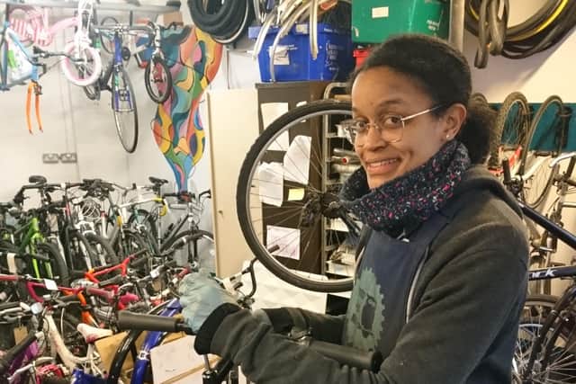 Naomi Brown, a co-director and mechanic at Leeds Bike Mill.