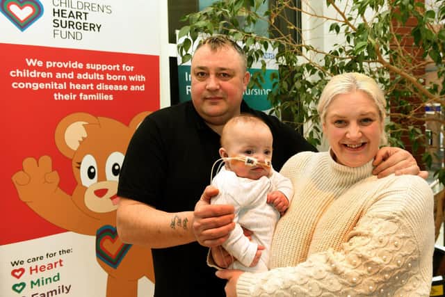 Kelly Emmerson and Robert Wood with Myles Wood, their 8 month old son at Leeds General Infirmary. Picture: Gary Longbottom
