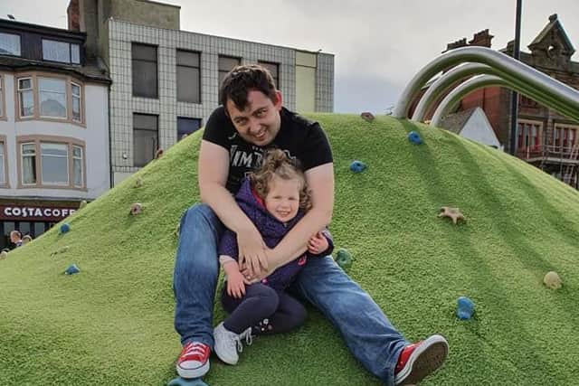 Three-year-old ImogenHoneybourne pictured with her dad Danny. Photo provided by family.