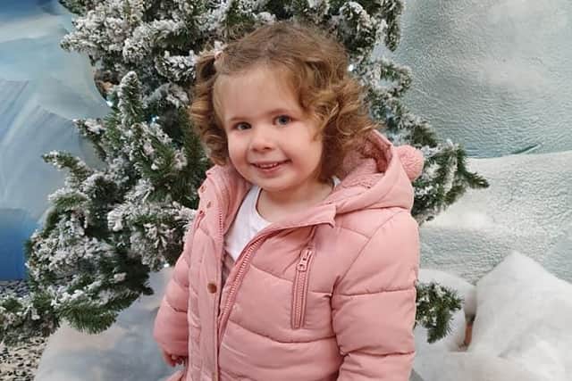 Three-year-old ImogenHoneybourne has heart surgery when she was just eight days old. Photo provided by family.