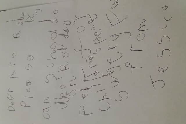 Four-year-old Jess's letter to her headteacher asking her to take part in Wear Red Day.