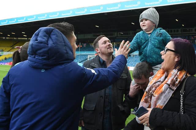 Eddie met the players on the pitch.
