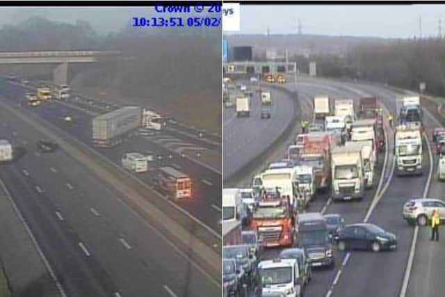 Traffic being turned around after a serious crash on the M1 (Photo: Highways England)