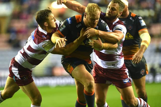 Oliver Holmes, pictured in action against Wigan last year, could return to face them on Friday. Picture by Jonathan Gawthorpe.