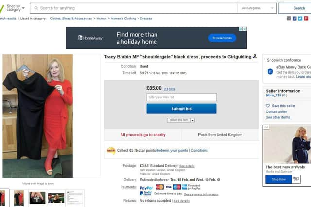 The listing for MP Tracy Brabin's dress on eBay