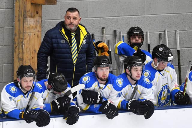 BENCHED: Leeds Chiefs' bench coach Glenn Baldwin watches on with his players during last week's opening night defeat to Sheffield steeldogs. Picture: Jonathan Gawthorpe.