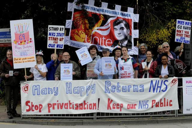 Keep Our NHS Public campaigners stage a rally at St James' Hospital in 2017. Picture: Simon Hulme