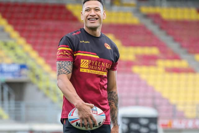 Israel Folau at Stade Gilbert Brutus. Picture  Laurent Selles/Catalans Dragons/PA Wire.