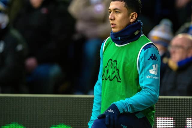 STILL WAITING: New Leeds United recruit Ian Poveda, pictured amongst the Whites substitutes for the home clash against Wigan Athletic. Picture by Bruce Rollinson.