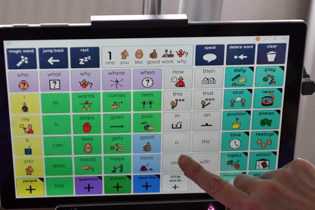 The eye gaze technology Tilly West uses to communicate.