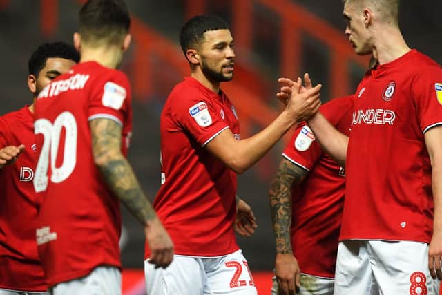 Bristol City striker Nahki Wells celebrates his first goal for the Robins. (Getty)