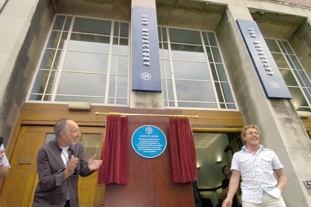 Pete Townshend and Roger Daltrey at the 2006 plaque unveiling at the University of Leeds.