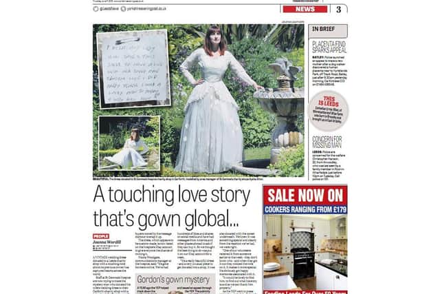 Back in 2015, the YEP featured the hunt for a man who donated his wife's wedding dress to St Gemma's Hospice's Garforth shop.