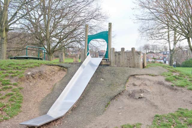 Some of the equipment at the run-down park which parents have launched an appeal to revamp.