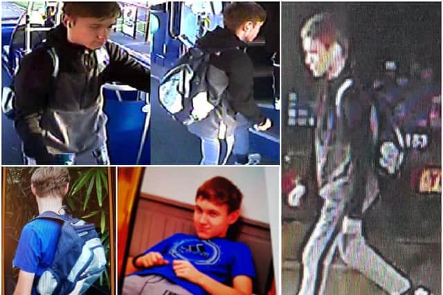 CCTV footage issued by the police shows Mateusz with his recognisable blue rucksack on the day of his disappearance.