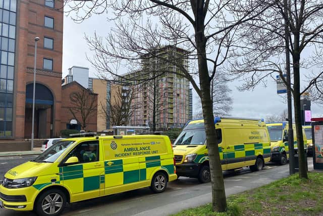 Ambulance incident response units in Wellington Street.