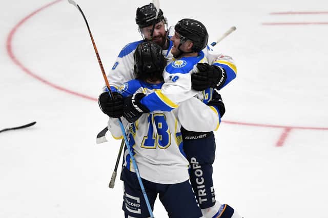 Patrik Valcak has developed a productive understanding with Leeds Chiefs' line-mates Adam Barnes and Lewis Houston. Picture: Jonathan Gawthorpe.