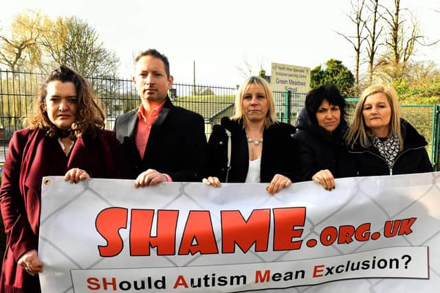 Some of the members of the SHAME group, set up to fight against a decision to end a post-16 specialist educational needs partnership.