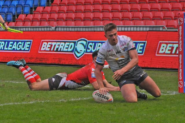 Jack Walker's try completed a scrappy win for Leeds Rhinos at Salford. Picture by Steve Riding.