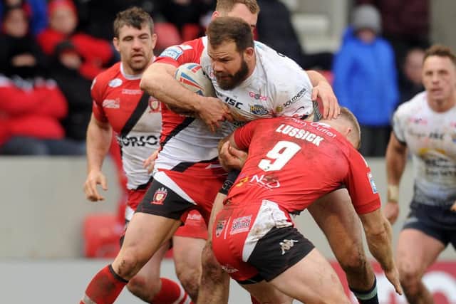 Adam Cuthbertson in action against Salford Red Devils.