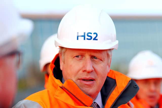 Prime Minister Boris Johnson during a visit to Curzon Street railway station in Birmingham where the HS2 rail project is under construction. PA Photo.