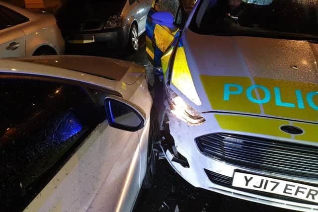 Thankfully, the police dog was not injured in the crash (Photo: WYP)