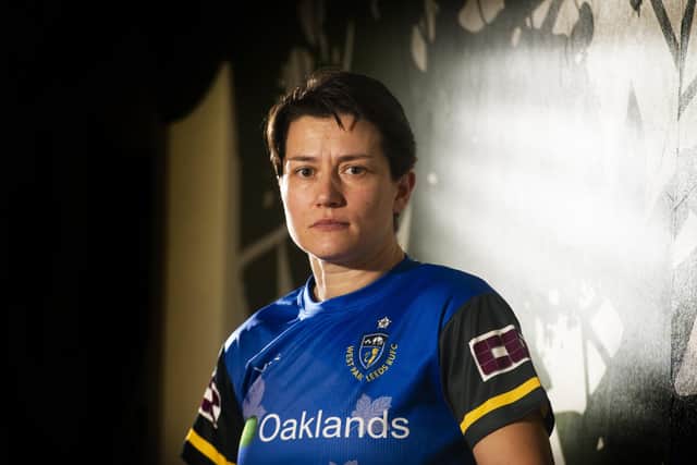 Sarah Dunn, West Park Leeds ladies rugby club player. Having won three titles on the bounce, the little club in Bramhope are applying to go in with big boys Bristol, Gloucester, Saracens and Wasps in the Tyrrells Premier 15s. (Picture: Tony Johnson)