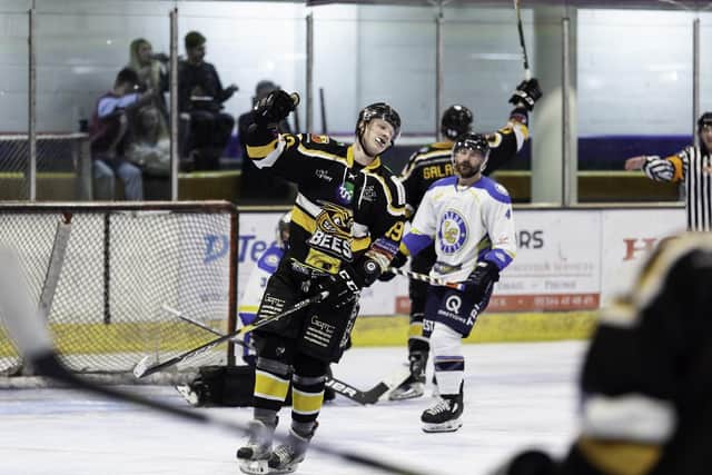 ONE TO FORGET: Sam Zajac shows his frustration during December's 11-1 humbling at the hands of Bracknell Bees. Picture courtesy of Kevin Slyfield.