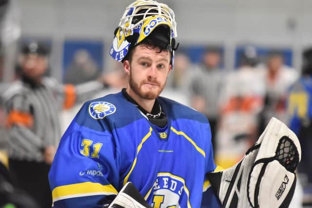 INJURY BLOW: No 1 netminder Sam Gospel is ruled out of Sunday night's clash with Basingstoke through injury. Picture courtesy of Steve Brodie.