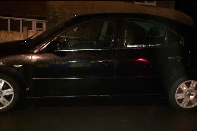 A stolen car used in burglarlies found in Belle Isle, Leeds. Photo: West Yorkshire Police.