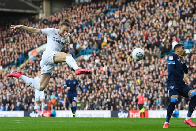 Leeds United's Luke Ayling scores at Elland Road. (Image: Getty)