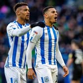MAIN THREATS: Huddersfield Town duo Karlan Grant, right, and Steve Mounie. Picture by Bruce Rollinson.