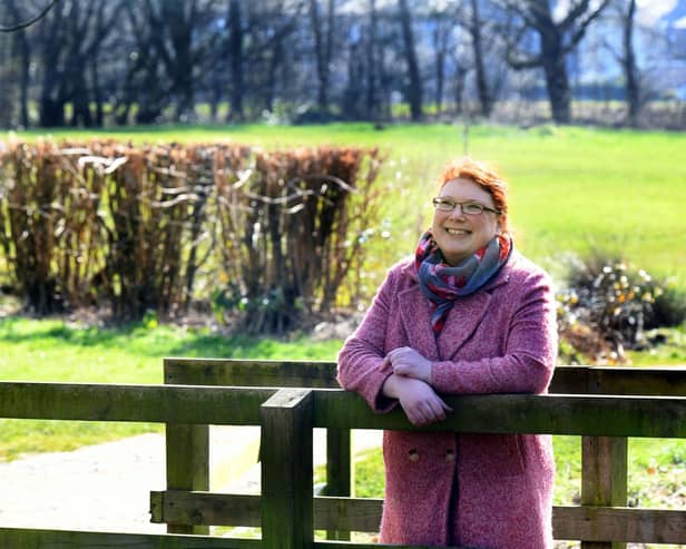 Lisa Bourne, looking to launch a 'natter bench' in Guiseley's Nunroyd Park. Image: Gary Longbottom.