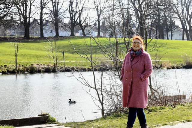 Lisa Bourne, looking to launch a 'natter bench' in Guiseley's Nunroyd Park. Image: Gary Longbottom.
