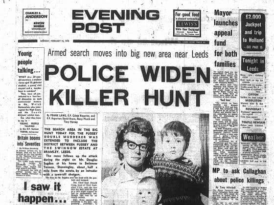 The front page of the Yorkshire Evening Post on the day after the double murder.