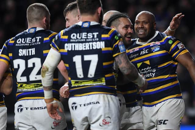 Robert Lui celebrates his second try against Toronto.