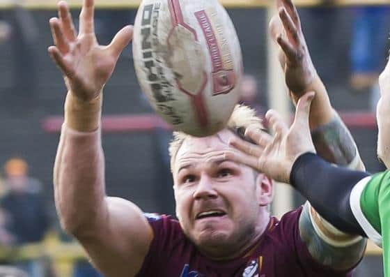 Dominic Brambani took control of the ball for Hunslet against North Wales Crusaders. PIC: Jim Fitton/JPIMedia