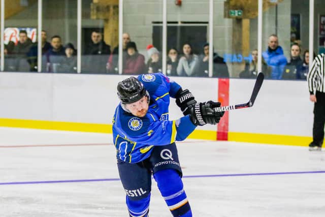 Richard Bentham scored a third period power play goal agaisnt leaders Telford. Picture: Mark Ferris.