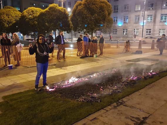 The Lord Mayor of Leeds, Councillor Eileen Taylor, at SARSVL's charity fire walk.