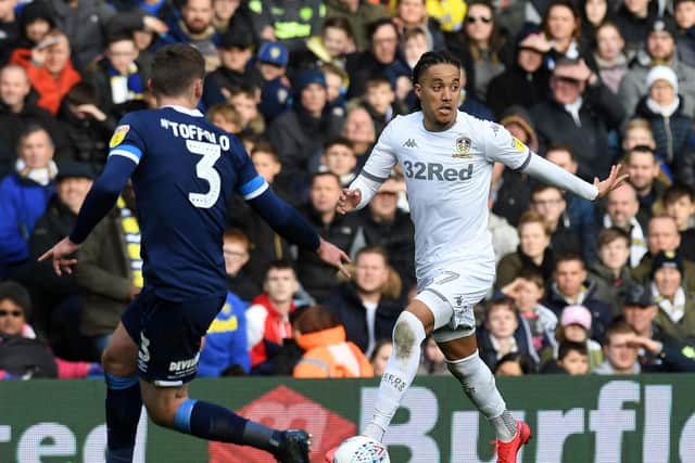 Helder Costa getting at Harry Toffolo in Leeds United 2-0 win over Huddersfield Town (Pic: Jonathan Gawthorpe)