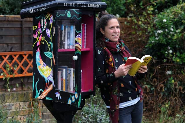 The late  Carry Franklin pictured in October 2017 at the first Leeds Little Free Library in Headingley.

Picture Jonathan Gawthorpe