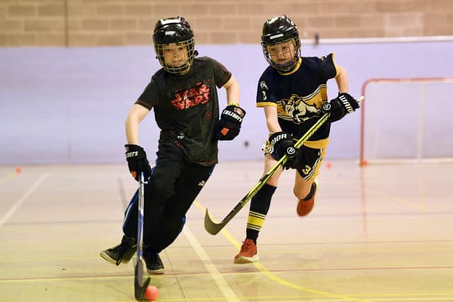 South Leeds Rams Ball Hockey Club juniors in training at Middleton Leisure Centre. Picture: Jonathan Gawthorpe