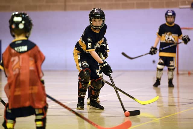 South Leeds Rams Ball Hockey Club juniors in training at Middleton Leisure Centre .  Picture: Jonathan Gawthorpe